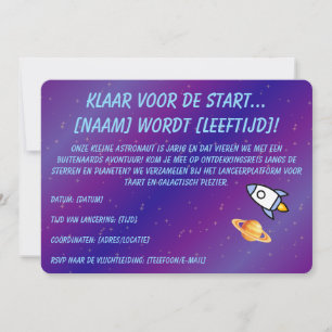 Ruimtevaart Verjaardagsuitnodiging – Verjaardag Kaart