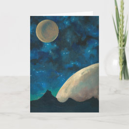 Ruimtevaart Wenskaart 'Two Moons' Kaart