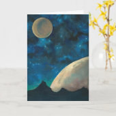 Ruimtevaart Wenskaart 'Two Moons' Kaart (Gele Bloem)