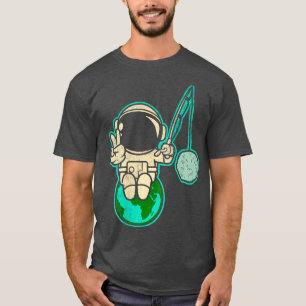 Ruimtevaartafhankelijke Man met vredesbord T-shirt