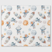 Ruimtevaartastronaut dierentuinpapier cadeaupapier (Vlak)