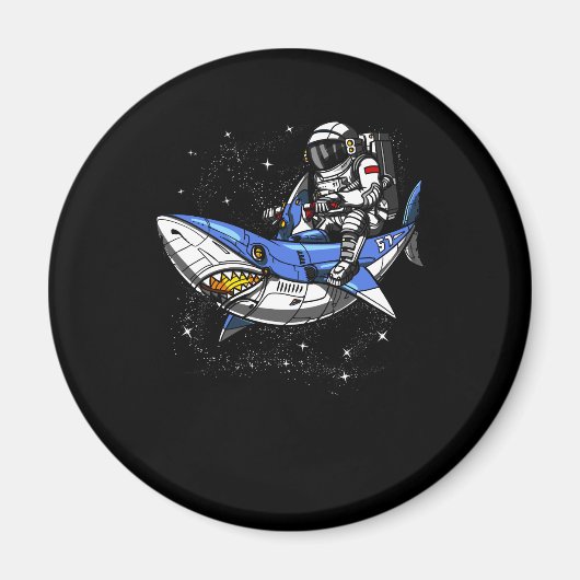 Ruimtevaartastronaut Riding Cosmic Shark Galaxy Magneet (Voorkant)