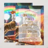 Ruimtevaartgalaxy Cat Riding Tiger op Pizza Kaart (Voorkant / Achterkant)