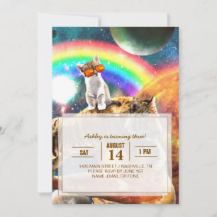 Ruimtevaartgalaxy Cat Riding Tiger op Pizza Kaart