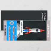 Ruimtevaartgraduatiepartij: reiskaartenuitnodiging kaart (Voorkant / Achterkant)