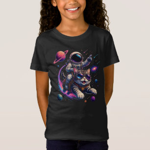 Ruimtevaartkat die door de ruimte rijdt t-shirt
