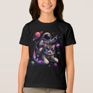 Ruimtevaartkat die door de ruimte rijdt Tri-Blend shirt