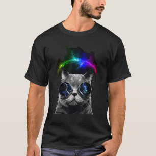 Ruimtevaartkat ruimtekat met zonnebril t-shirt