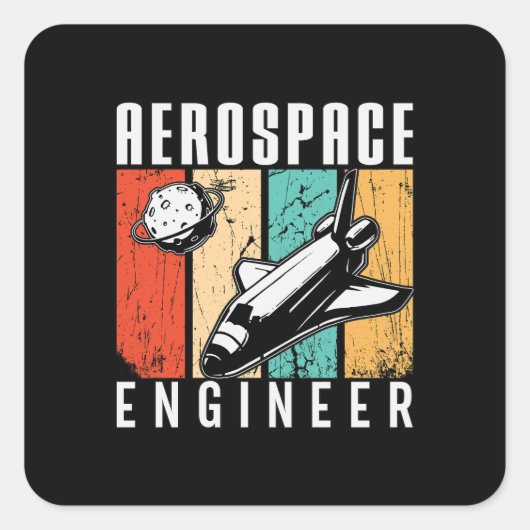 Ruimtevaarttechnicus Rocket Space Engineering Retr Vierkante Sticker (Voorkant)