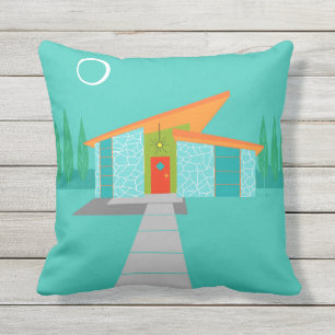 Ruimtevaarttijdperk Cartoon Huis buiten Pillow Buitenkussen