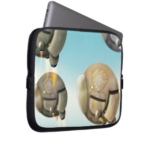 Ruimtevaartuig dat door een planeet vliegt laptop sleeve