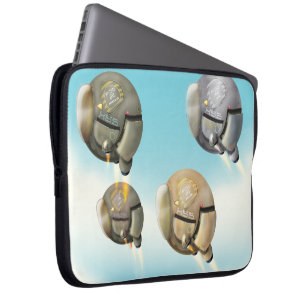 Ruimtevaartuig dat door een planeet vliegt laptop sleeve