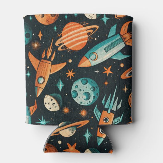  ruimtevaartuig Rocket Ships Pattern -Cosmos(2) Blikjeskoeler (Achterkant)