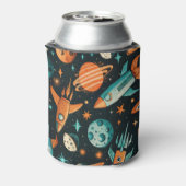  ruimtevaartuig Rocket Ships Pattern -Cosmos(2) Blikjeskoeler (Blikje Achterkant)