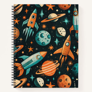  ruimtevaartuig Rocket Ships Pattern -Cosmos(2) Notitieboek