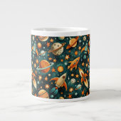 ruimtevaartuig Rocket Ships Pattern -Cosmos(3) Extra Grote Beker (Voorkant)