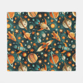 ruimtevaartuig Rocket Ships Pattern -Cosmos(3) Fleece Deken (Voorkant (Horizontaal))