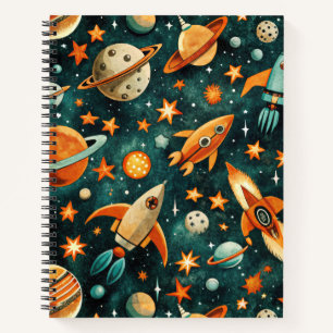  ruimtevaartuig Rocket Ships Pattern -Cosmos(3) Notitieboek