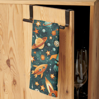  ruimtevaartuig Rocket Ships Pattern -Cosmos(3) Theedoek