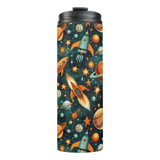  ruimtevaartuig Rocket Ships Pattern -Cosmos(3) Thermosbeker (Voorkant)