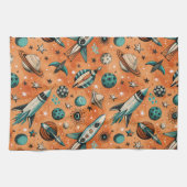  ruimtevaartuig Rocket Ships Pattern -Cosmos(5) Theedoek (Horizontaal)