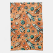  ruimtevaartuig Rocket Ships Pattern -Cosmos(5) Theedoek (Verticaal)