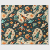  ruimtevaartuig Rocket Ships Pattern -Cosmos(6) Cadeaupapier (Vlak)