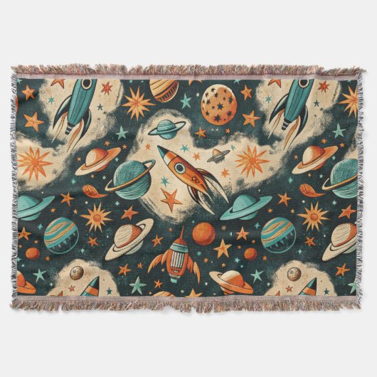 ruimtevaartuig Rocket Ships Pattern -Cosmos(6) Deken (Voorkant)