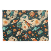 ruimtevaartuig Rocket Ships Pattern -Cosmos(6) Kussensloop (Achterkant-Rechts)