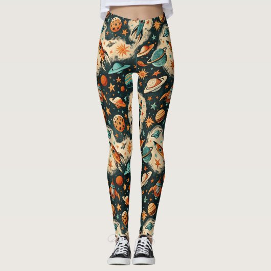 ruimtevaartuig Rocket Ships Pattern -Cosmos(6) Leggings (Voorkant)