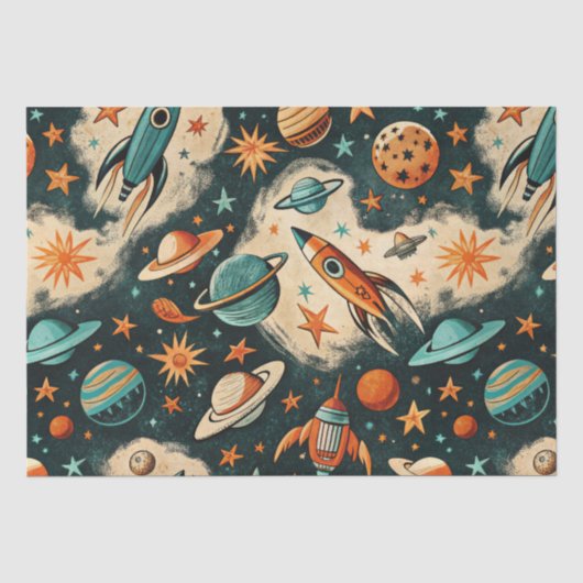 ruimtevaartuig Rocket Ships Pattern -Cosmos(6) Tissuepapier (Voorkant)