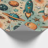  ruimtevaartuig Rocket Ships Pattern -Cosmos(7) Cadeaupapier (Hoek)