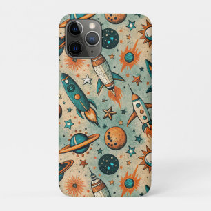 ruimtevaartuig Rocket Ships Pattern -Cosmos(7) iPhone 11 Pro Hoesje