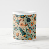  ruimtevaartuig Rocket Ships Pattern -Cosmos(7) Extra Grote Beker (Voorkant)
