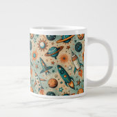  ruimtevaartuig Rocket Ships Pattern -Cosmos(7) Extra Grote Beker (Rechts)