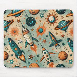 ruimtevaartuig Rocket Ships Pattern -Cosmos(7) Muismat