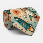  ruimtevaartuig Rocket Ships Pattern -Cosmos(7) Stropdas (Opgerold)