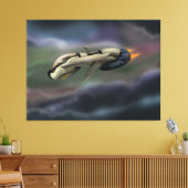 Ruimtevaartuigen die door een planeet vliegen canvas afdruk (Insitu (Woonkamer))