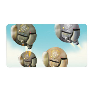 Ruimtevaartuigen die door een planeet vliegen etiket