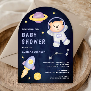 Ruimteveer Teddy Bear Astronaut Navy Baby shower Kaart