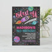 Ruimteverjaardagsuitnodiging Outer Space Party Kaart (Staand voorkant)