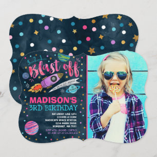 Ruimteverjaardagsuitnodiging Outer Space Party Kaart