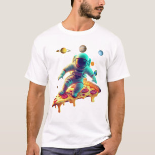 Ruimteverkenner Astronaut op Pepperoni Pizza Slice T-shirt