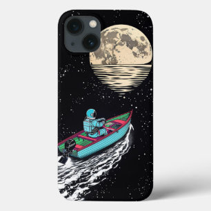 Ruimteverkenner die naar de maan roeit iPhone 13 hoesje