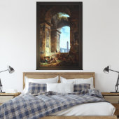 Ruinen met een obelisk op afstand canvas afdruk (Insitu (Slaapkamer))