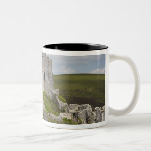 Ruïnes van Corfe Castle, nabij Wareham, Dorset, Tweekleurige Koffiemok
