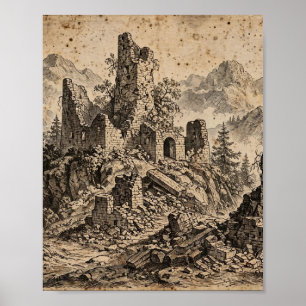 Ruïnes van de Gevallen Toren Print - Bijbelse hand