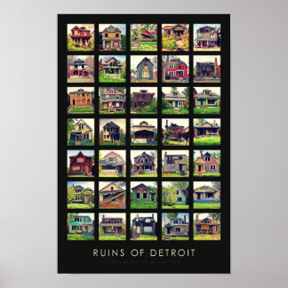 Ruins van Detroit Poster - Verlaten huizen