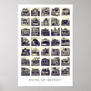 Ruins van Detroit Poster - Verlaten huizen