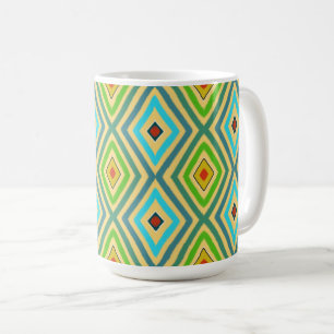 Ruit Diamant Groen Blauw Geometrisch Koffiemok